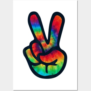 PEACE SIGN Hand Tie Dye T Shirt Hippies Christmas Posters and Art